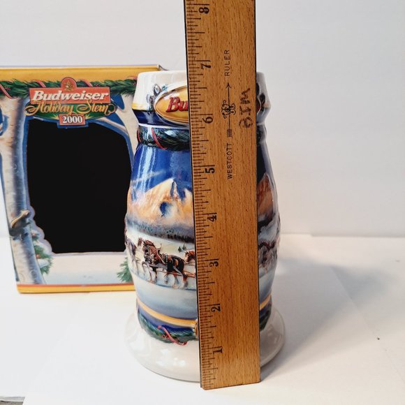 BUDWEISER 2000 Holiday STEIN Beer MUG "Holiday in the Mountains" New in Box COA - Picture 4 of 14